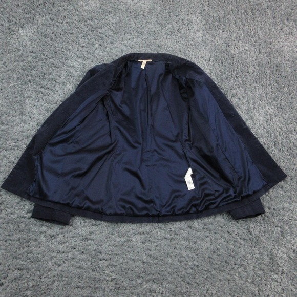 Eileen Fisher Blazer Womens 0 Navy Blue Corduroy Stretch Organic Cotton Jacket - Picture 2 of 16
